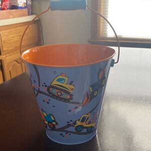 Colorful Toy Bucket with Train Design